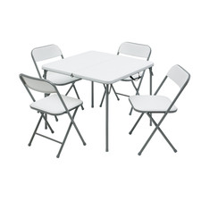 Mainstays 5 Piece Resin Card Folding Table and Four Folding Chairs Set, White