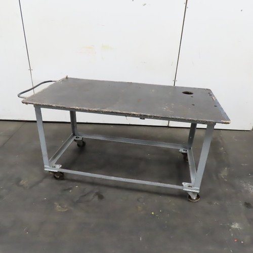 60" x 32" x 32" Tall Rolling Metal Top Shop Die Utility Cart