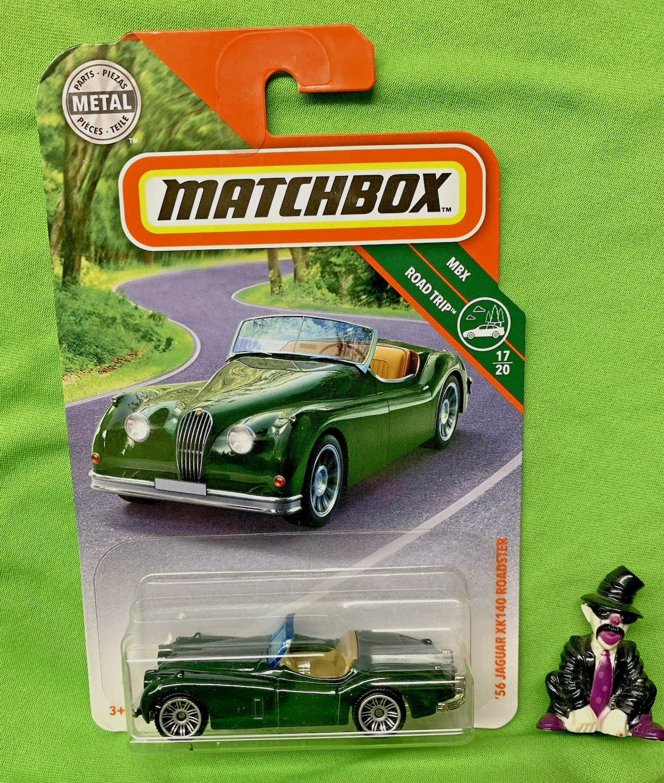 Matchbox 2018 MBX Road Trip Series – '56 Jaguar XK140 Roadster Blue With Black Interior Die-Cast Car