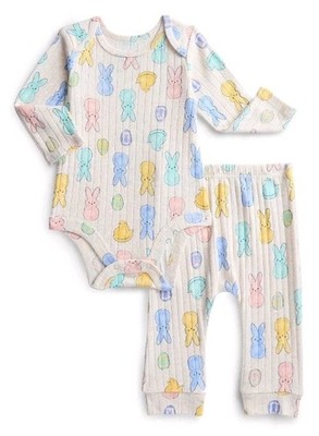 NEW PEEPS Baby 3-6 month 2 Pc Bodysuit & Pants Set Easter Outfit Long Sleeve NWT