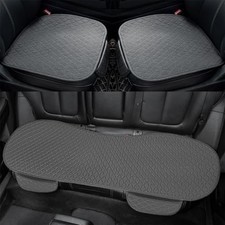 Linen Car Seat 2 Front Bottom Seat Covers 1 Rear Bench Seat Cover Deep Grey