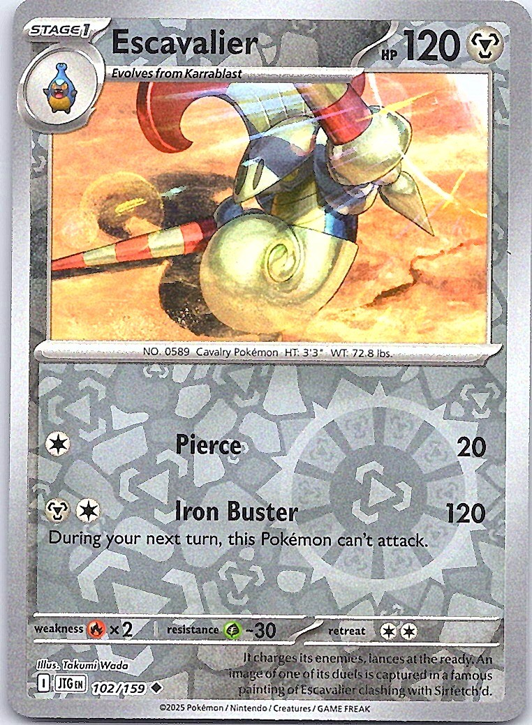 Escavalier Reverse Holo Uncommon SV09: Journey Together 102/159 NM