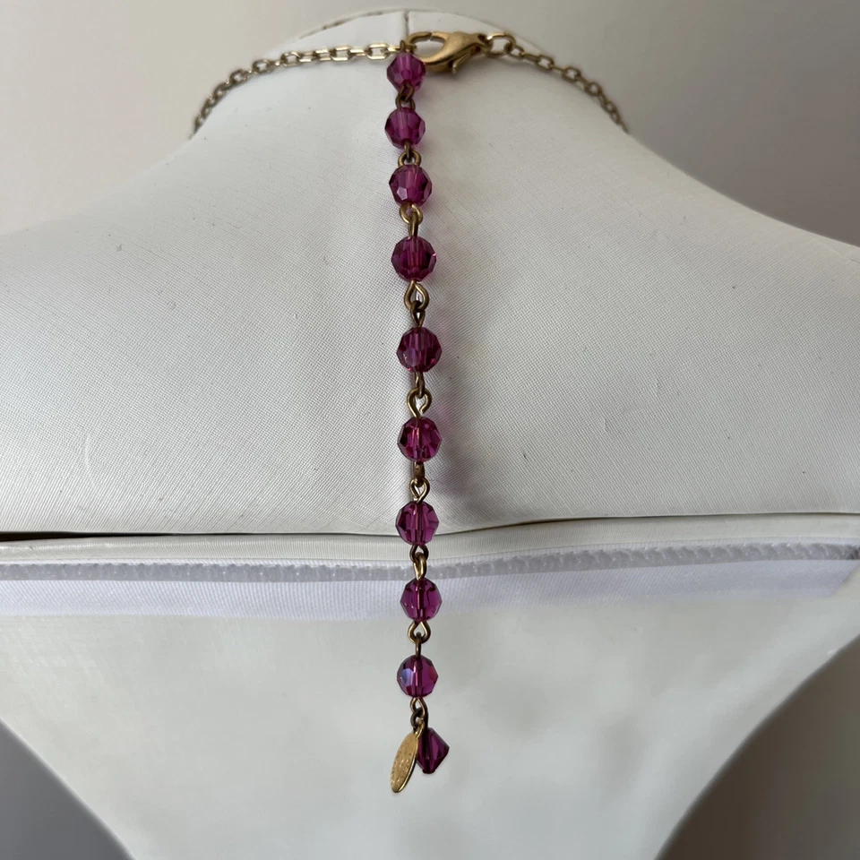 Collar Colgante Tarina Tarantino Madera Búho Rosa Y2K Raro Tono Dorado Declaración Foto 4 de 4