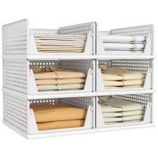Pinkpum 6 Pack Closet Organizers Storage Bins Stackable Plastic Drawer Basket