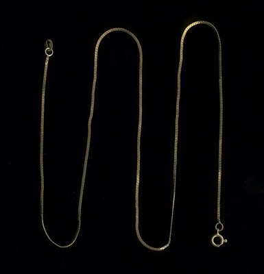 14K 1,05 Gramm massives Gelbgold 16'' Serpentin Gliederanhänger Halskette Kette (NP