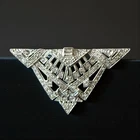 Art Deco Dress Clip Rhinestone Geometric Silver Tone Vintage Jewelry