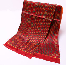 100 Silk men women Scarf neckerchief Wrap long satin plaid red yellow MY113-12
