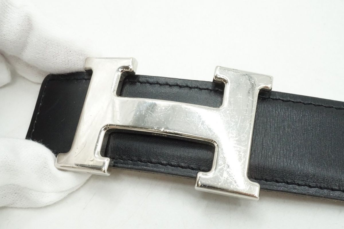 Hermes Constance Buckle Reversible Logo Belt 70 Black White Leather Hermès Reversible 38 mm Constance 2 Belt Kit - Black Belts  main image 2