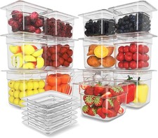 12 Pack Plastic Food Pan with Lid 1/6 Size 6 Inch Deep Restaurant Clear Food Sto