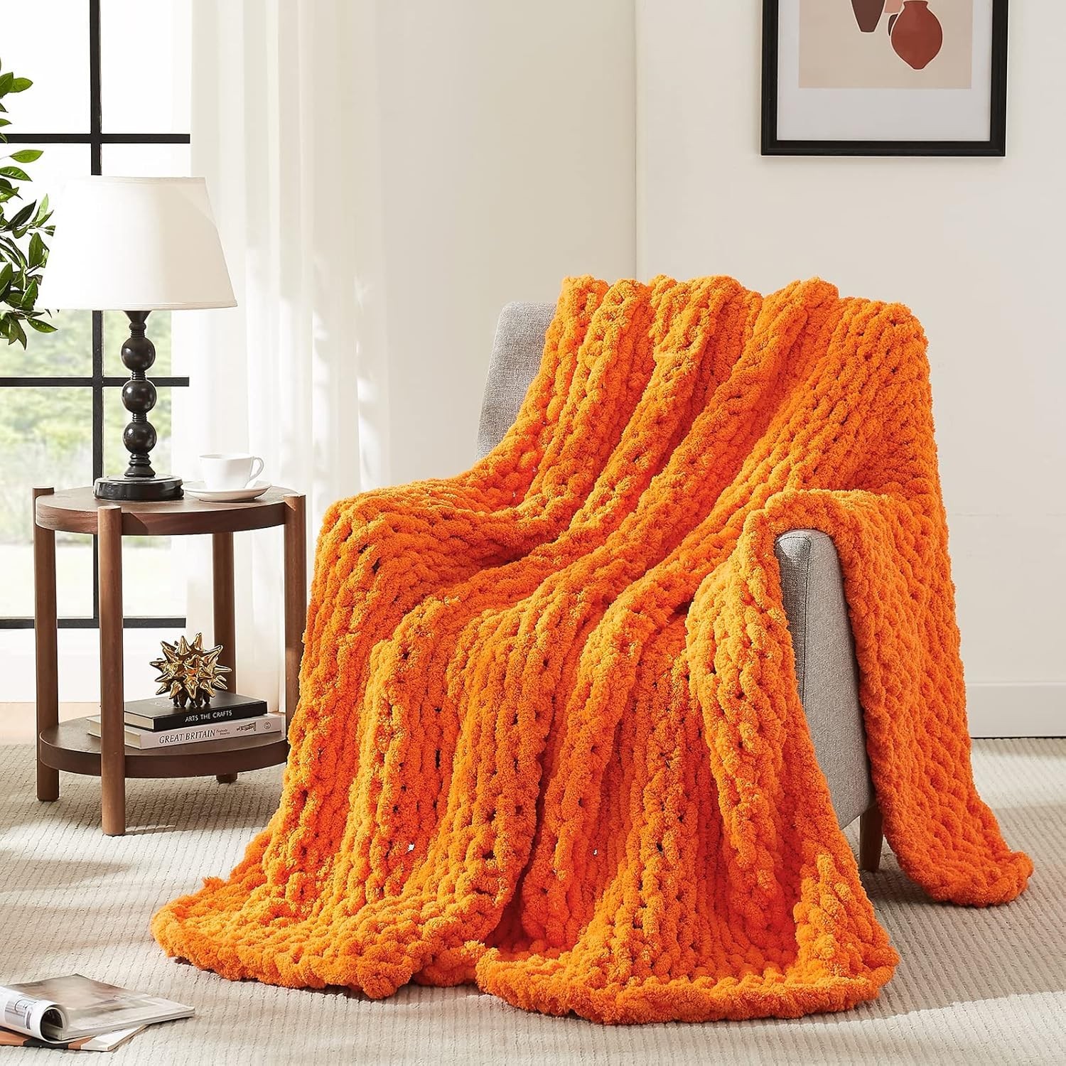 Throw,soft Chenille Yarn Throw 50x60,handmade Thick