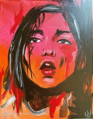 Abstract Female Portrait Acrylic Painting 11x14 Canvas Modern Art