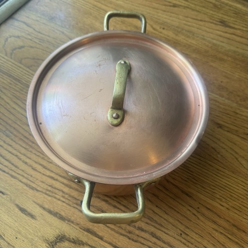 Vintage Copper & Brass Saucepan Pot Lidded | Mid Century | Portugal - Picture 7 of 15