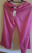 CHANEL Pink Satin Cotton Dress Pants Straight Leg Flat Front Mid Rise Pockets