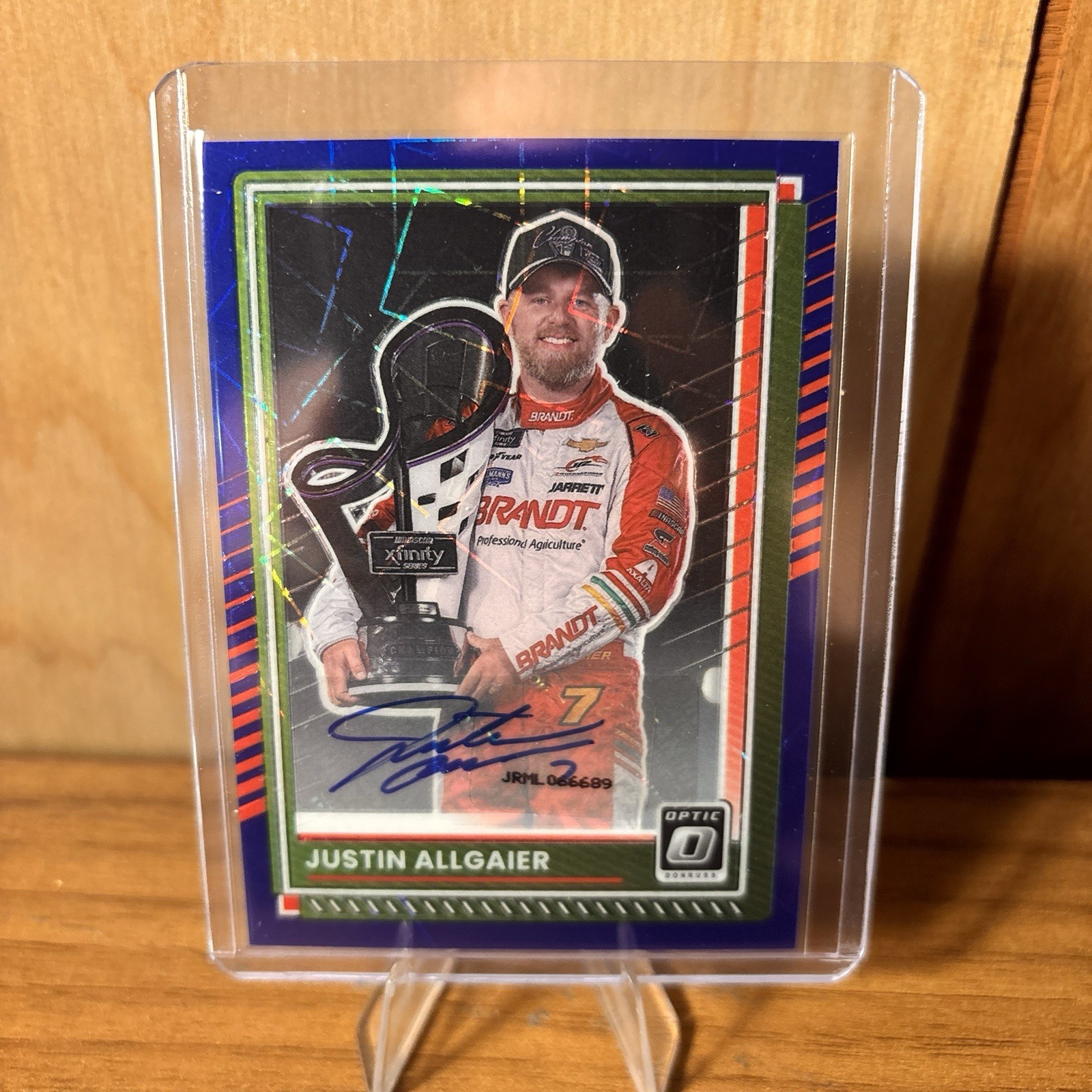 JUSTIN ALLGAIER 2025 DONRUSS RACING  Blue OPTIC AUTOGRAPH Retail Mega Exclusive