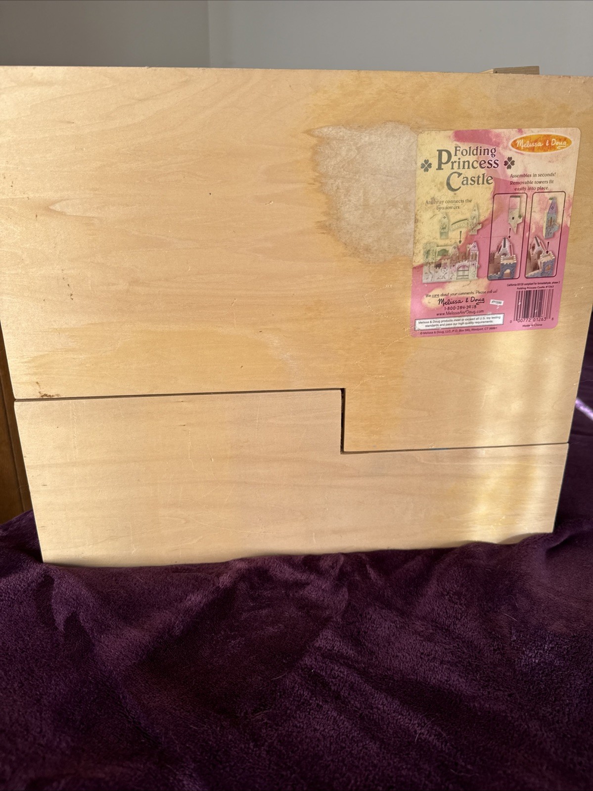 Melissa & Doug Folding Princess Castle Draw Bridge Wooden Sliding Door Stairs