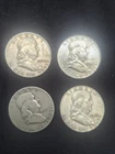 Ben Franklin Silver Half Dollars Lot Of 4 Coins