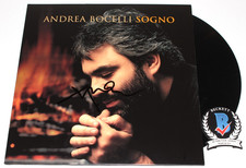 SINGER ANDREA BOCELLI SIGNED 'SOGNO' ALBUM VINYL RECORD LP BECKETT BAS COA