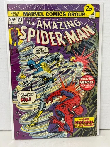 Amazing Spider-Man 143 VF Gil Kane cover! Andru! 1st CYCLONE! 1975 Marvel