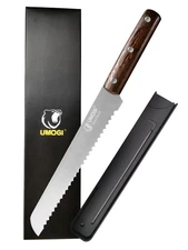Bread Knife 8 Inch with Sheath - German High Carbon Stainless Steel, Ergonomi...