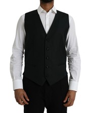 Dolce & Gabbana Black Wool Waistcoat Dress Formal Men's Vest Authentic