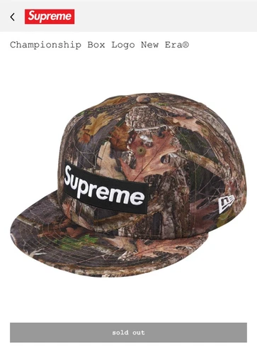 Casquette chapeau camouflage logo Realtree logo boîte championnat Supreme New Era taille 7 1/4 épuisée
