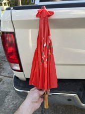 Vintage Chinese Umbrella Hand Painted Floral Design Bamboo Handle