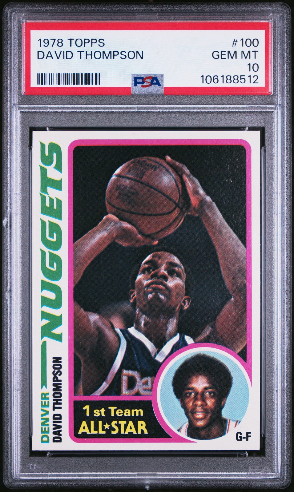 1978 TOPPS #100 DAVID THOMPSON PSA 10