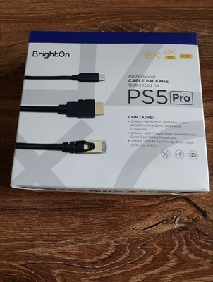 BrightOn Professional Kabel-Paket für PS5 Pro   8K HDMI 2.1, CAT 7, USB-C   NEU