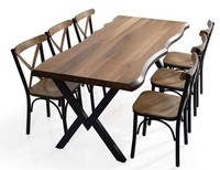 Esstisch Mit 6 StüHlen Holz Metall KüChentisch Essgruppe Esszimmergruppe