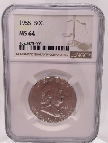 1955-P 50C FRANKLIN SILVER HALF DOLLAR NGC MS64 (C5)