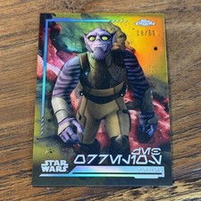 Zeb Orrelios 2024 Topps Chrome Star Wars GOLD 18/50 Refractor Aurebesh AV-126