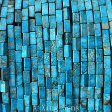 4x8mm Lake Blue Cuboid Tube Natural Sea Sediment Jasper Beads for Jewelry Making