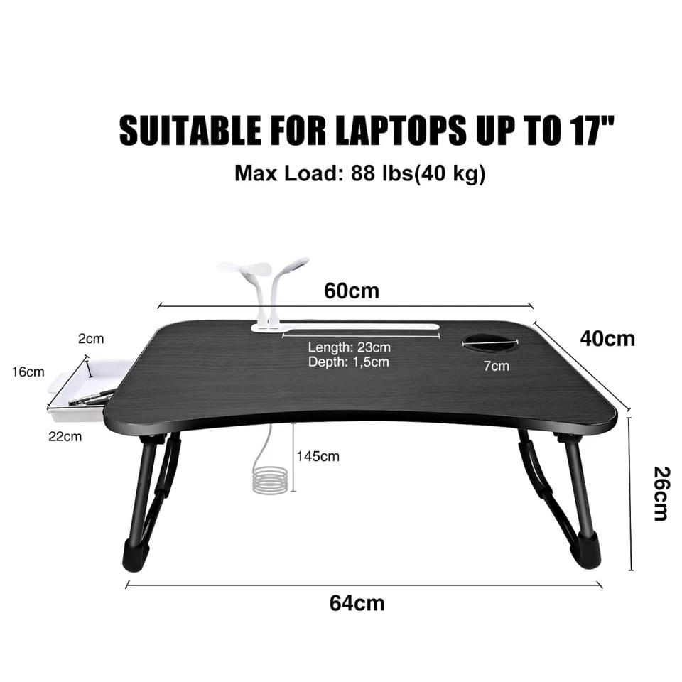 Mini Escritorio de Regazo Ajustable Portátil Soporte de Regazo Plegable Escritorio de Regazo para Cama Taza Ranura Foto 4 de 4