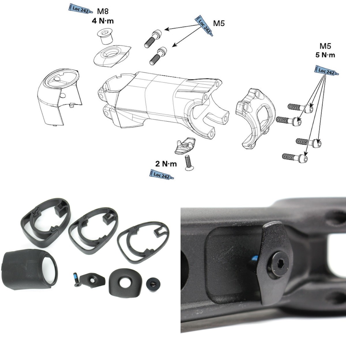 パーツ cannondale C1 Conceal Stem Alloy, 90mm Cannondale C1 Conceal Stem Computer Accessory Mount Kit