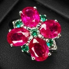 Floral Pink Rubellite Tourmaline 7.60Ct 925 Sterling Silver White Gold Rings