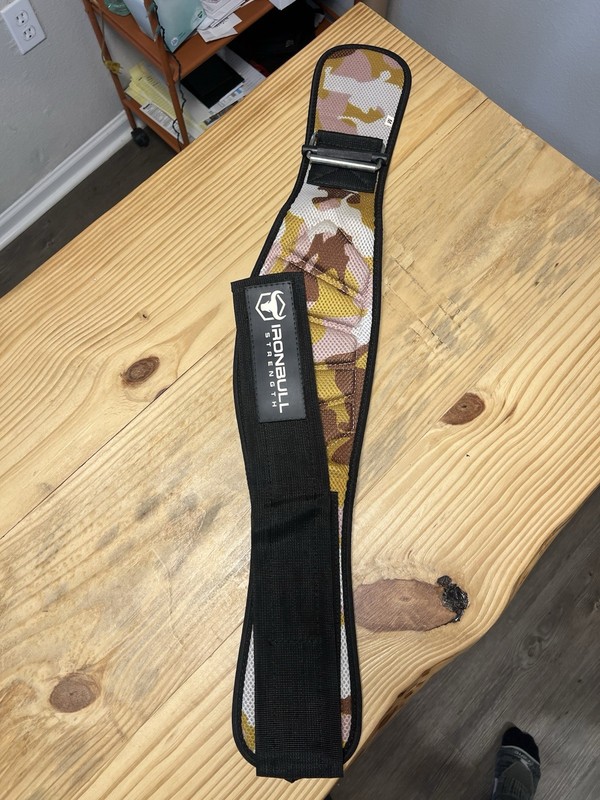 Iron Bull Strength Weight Lifting Belt Camo Hook & Loop Nylon M
