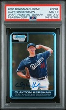 2006 BOWMAN CHROME DRAFT PICKS AUTO #DP84 CLAYTON KERSHAW PSA 9 AUTO 10