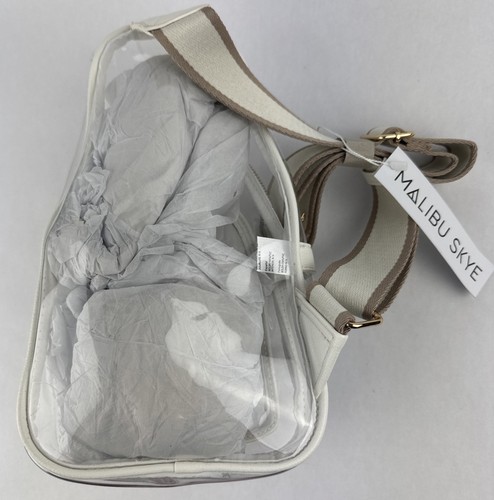 Malibu Skye Crossbody Bag Clear With White Trim Tan Strap NEW Stadium - Picture 6 of 14