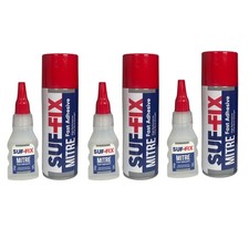 SUF FIX 3x Mitre Adhesive Spray and Gel Two Unit Kit 50g Adhesive 200ml