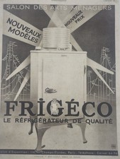 Publicité ancienne Frigéco l'illustration 1934 Art Déco Retro Affiche