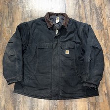 Vintage Carhartt Jack Mens 56 Reg 3XL Black C03 Blk Duck Canvas Arctic Chore