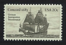 USA Ship  Concord  German Settlers in America. 1983 MNH SG#2028