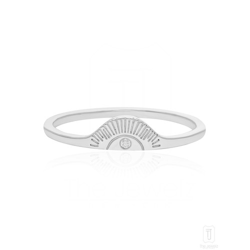 14K Gold 0.02 CT VS/F-G Diamond Half Moon Sunrise Ring - The Jewelz - Picture 8 of 9