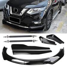 For Nissan Front Bumper Lip Splitter Spoiler Body Kit Side Skirt Glossy Black