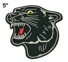 Cool Black PANTHER Face Embroidered Iron On / Sew On Patches