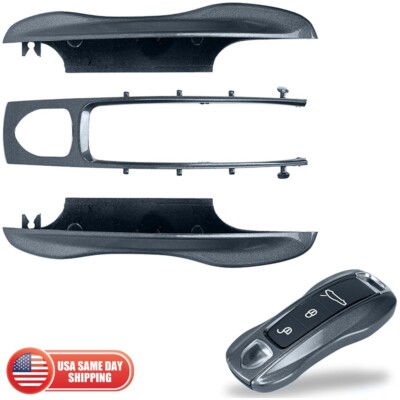 3pcs Set 17-24 Porsche Panamera Cayenne Grey Key Fob Side Shell Protect Cover