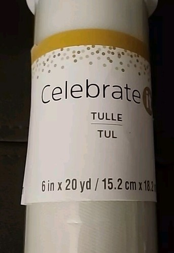 Celebrate it Tulle 6" w × 20 yds WHITE NEW Sealed Spool 100% Polyester - Picture 2 of 5