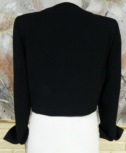 NWT KASPER ELEGANT BLACK L/S SZ 6 LINED TOPPER JACKET OPEN FRONT ROLL UP CUFFS - Picture 5 of 5