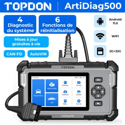 TOPDON AD500 Profi KFZ OBD2 appareil de diagnostic automobile Scanner 6fonctions