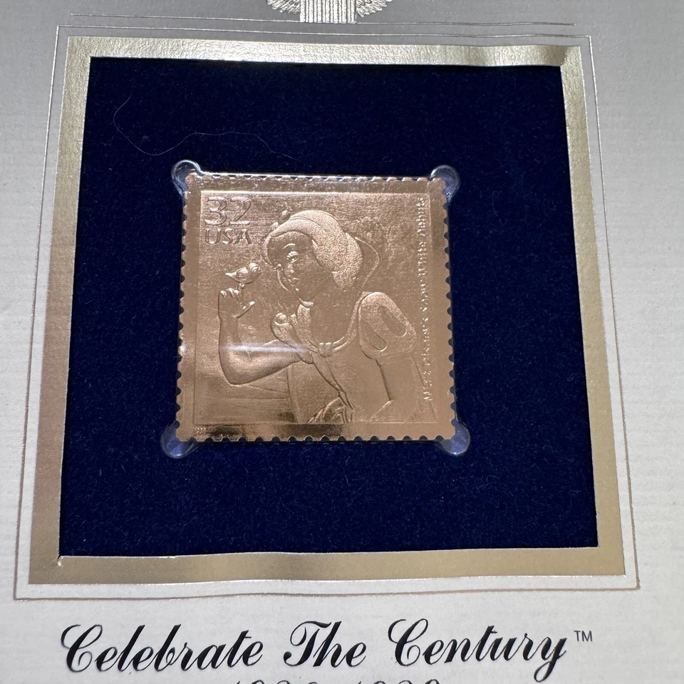 Walt Disney Snow White Debuts 1998 - Réplica dorada sello cubierta dorada prueba 22kt  Foto 2 de 2